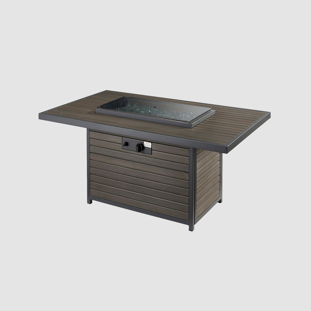 Kenwood and Brooks Rectangular Chat Height Gas Fire Pit Table