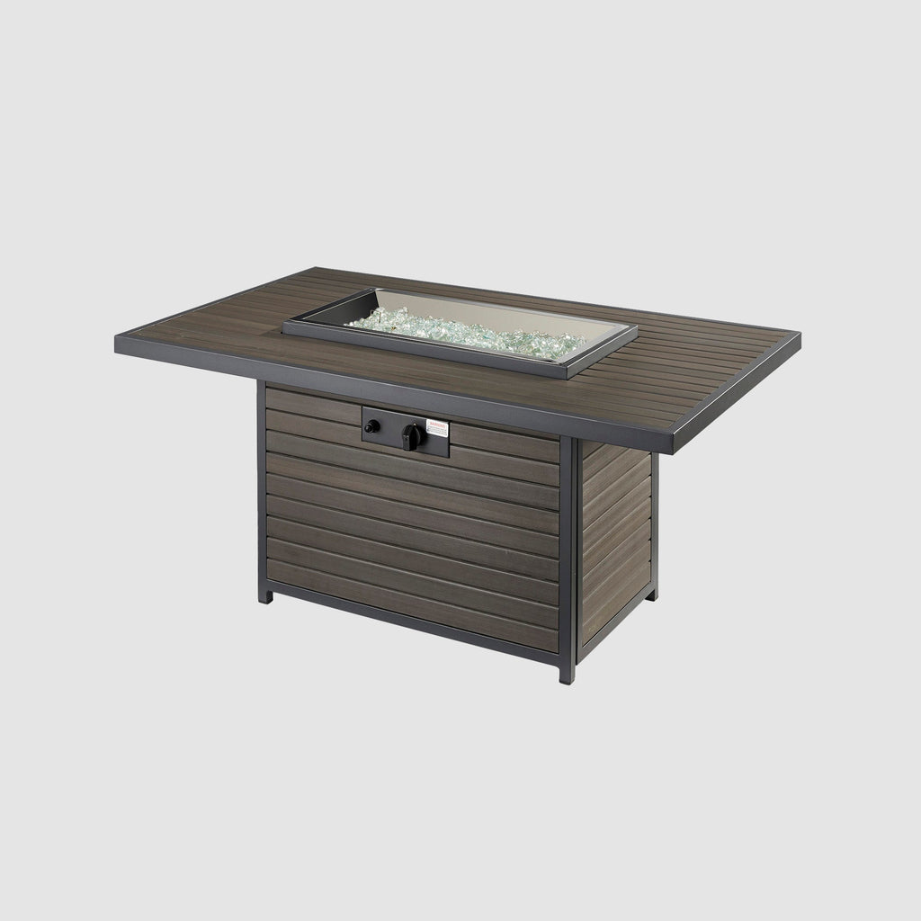 Kenwood and Brooks Rectangular Chat Height Gas Fire Pit Table