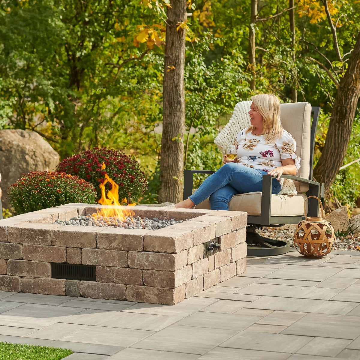 Bronson Block Square Gas Fire Pit Kit