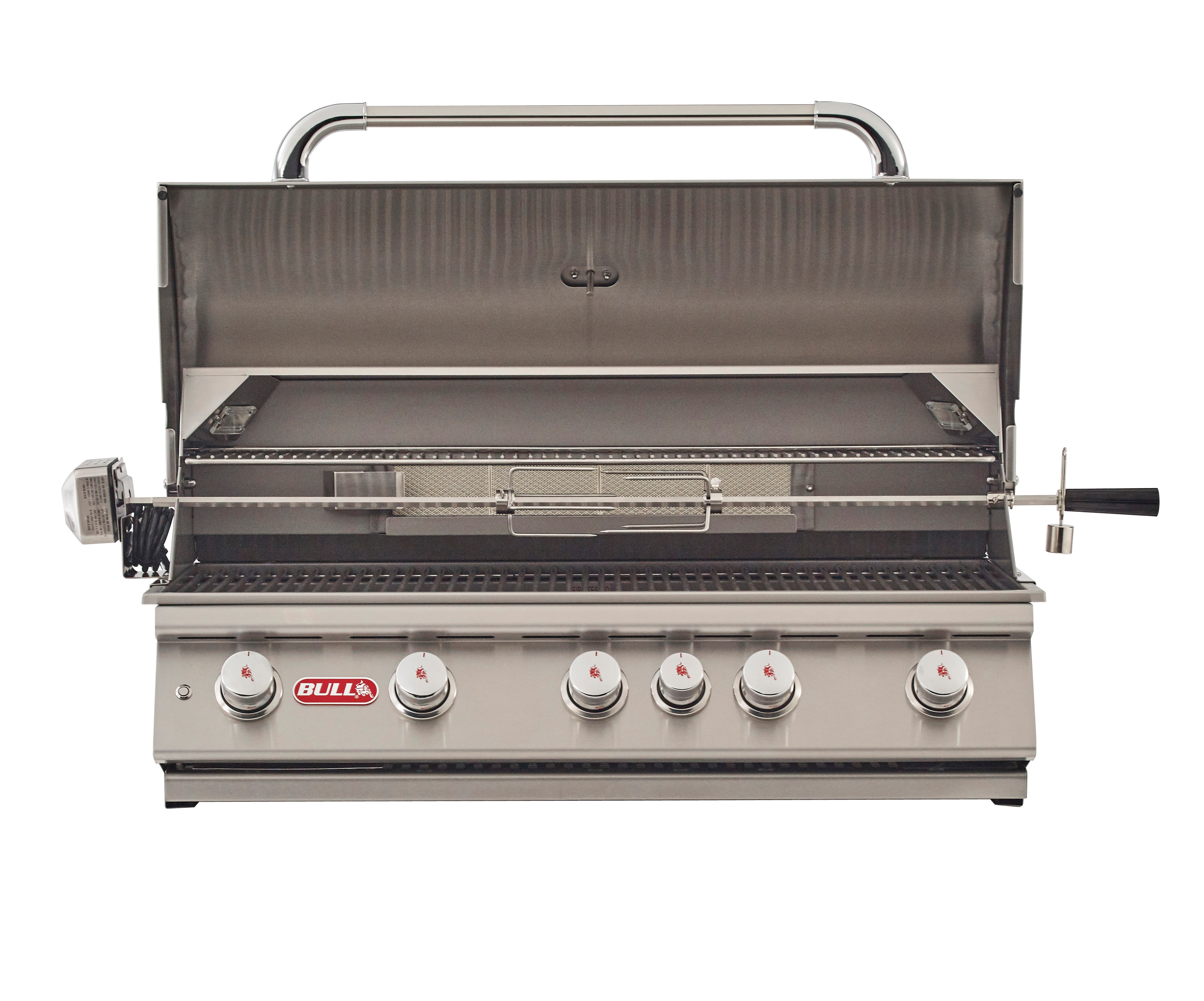 Bull Brahma 38-Inch 5-Burner Built-In Gas Grill With Rear Infrared Burner & Rotisserie Kit