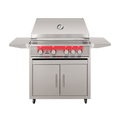 TrueFlame 32-Inch 4-Burner Freestanding Gas Grill with Rear Infrared Burner and Grill Lights