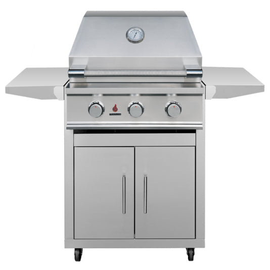 TrueFlame E-Series 25-Inch 3-Burner Gas Grill on Double Door Cart