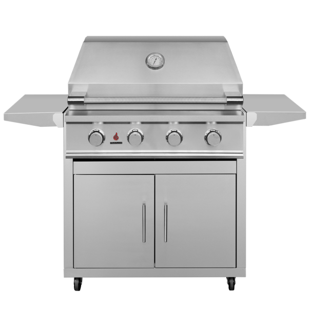 TrueFlame E-Series 32-Inch 4-Burner Gas Grill on Double Door Cart