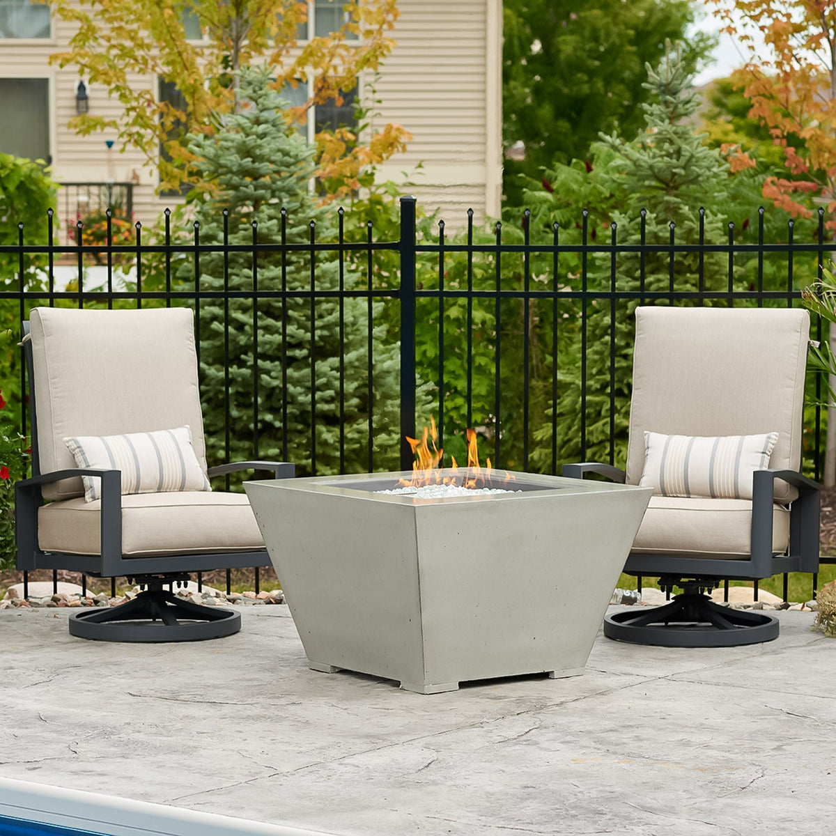 Cove Concrete Trapezoid Gas Fire Pit Bowl 37"