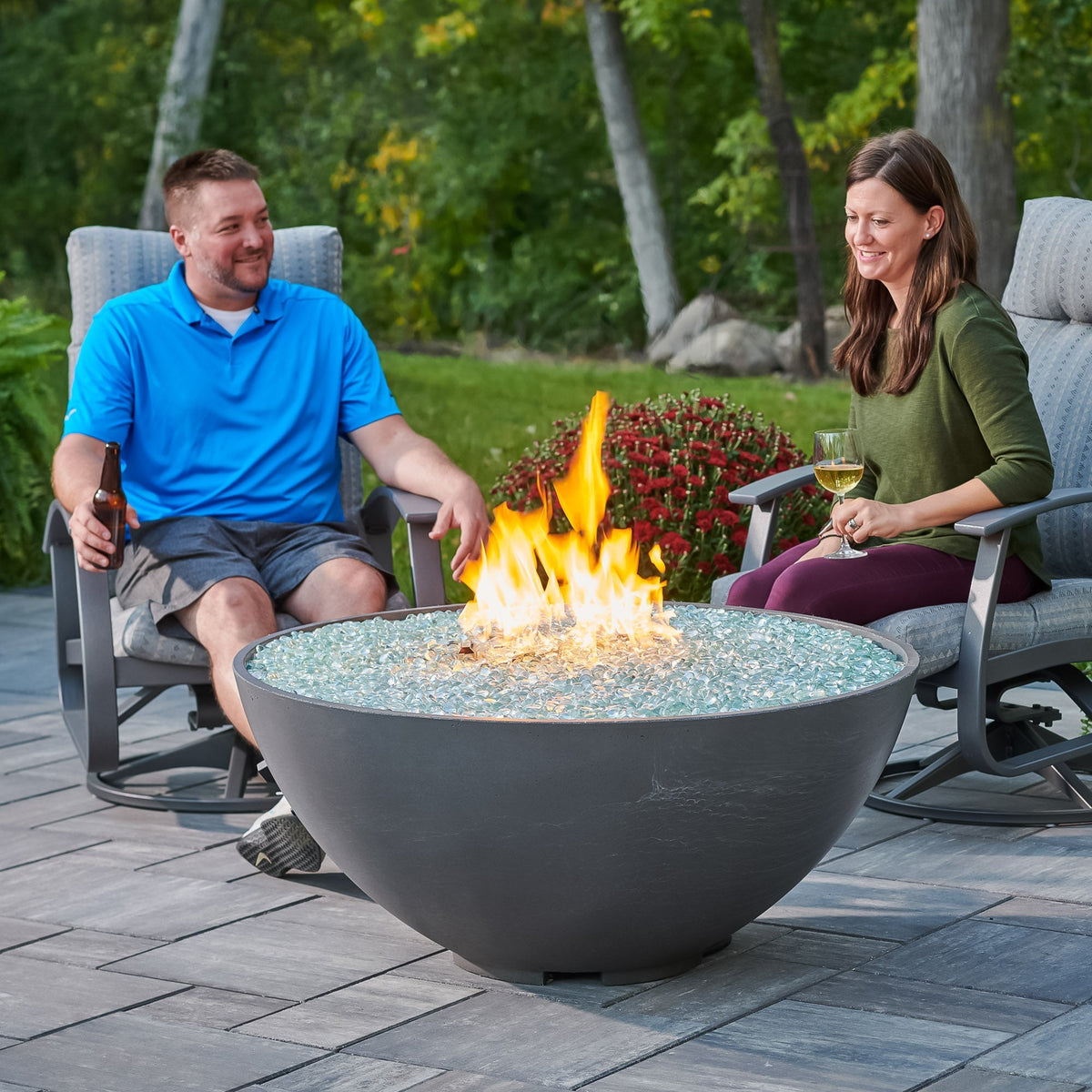 Cove Concrete Edge Gas Fire Pit Bowl 42"