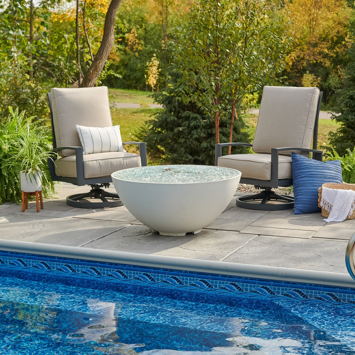 Cove Concrete Edge Gas Fire Pit Bowl 42"
