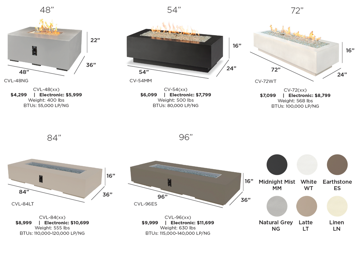 Cove Concrete 54 and 72 Linear Gas Fire Pit