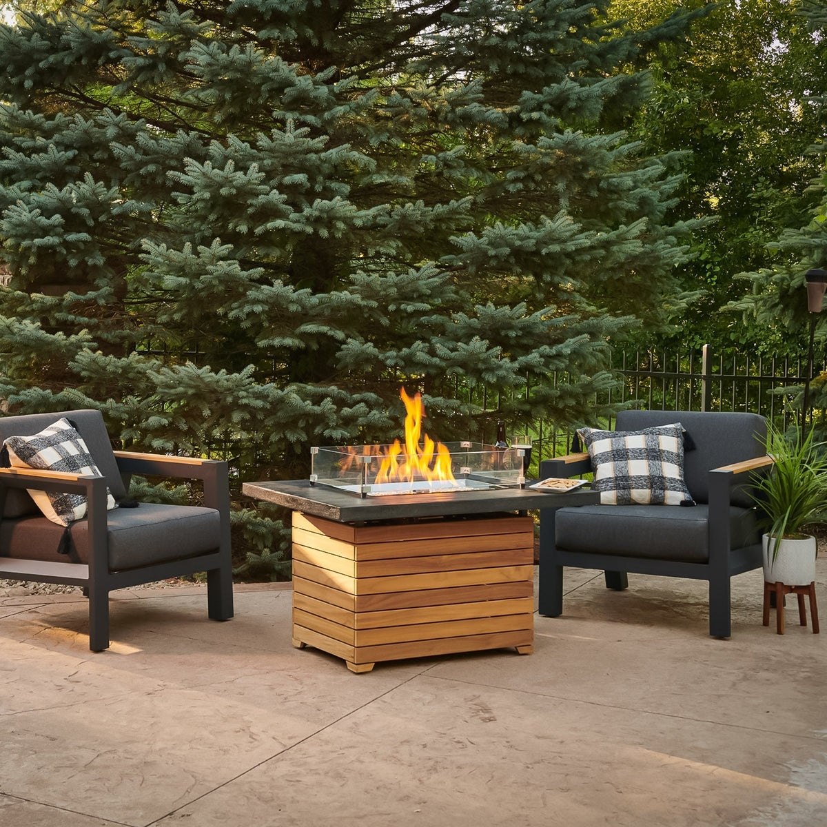 Darien 42-Inch Rectangular Gas Fire Pit Table