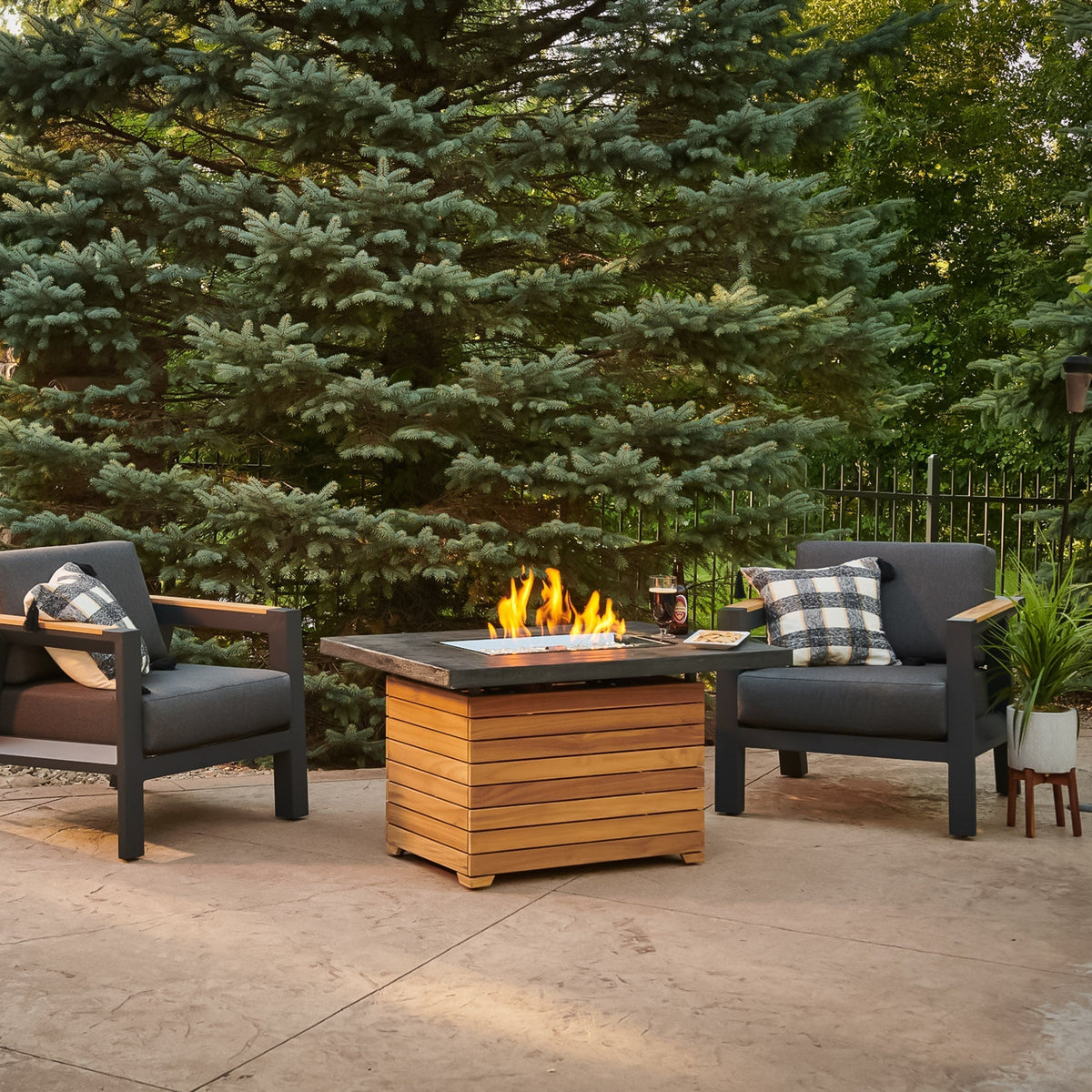 Darien 42-Inch Rectangular Gas Fire Pit Table