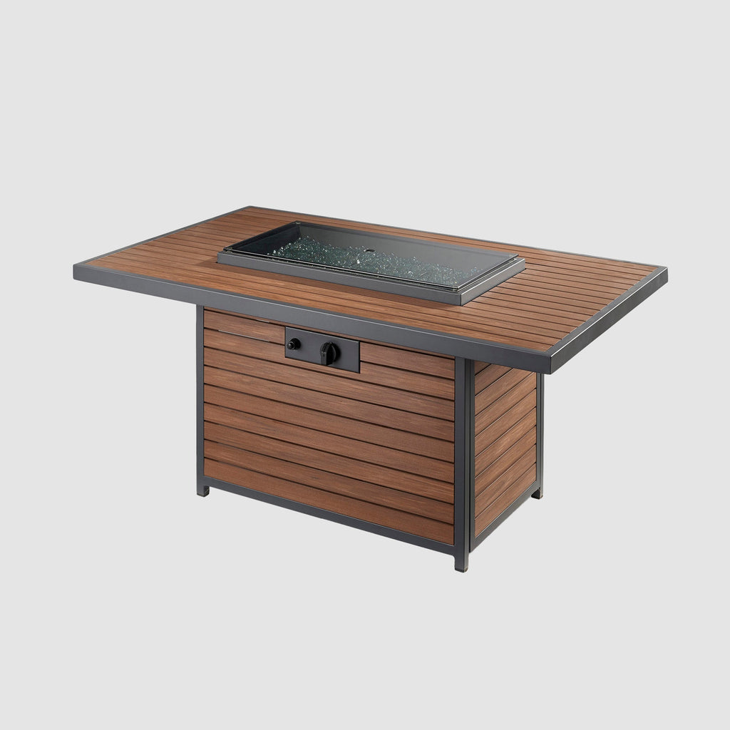 Kenwood and Brooks Rectangular Chat Height Gas Fire Pit Table