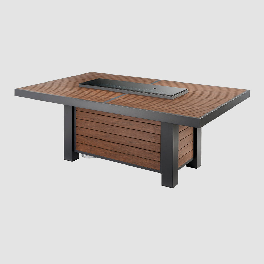 Kenwood and Brooks Linear Dining Height Gas Fire Pit Table