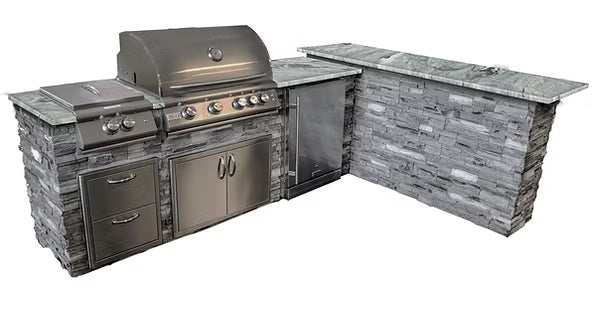 8' PRO GRILL ISLAND W/ FRIDGE & POWER BURNER