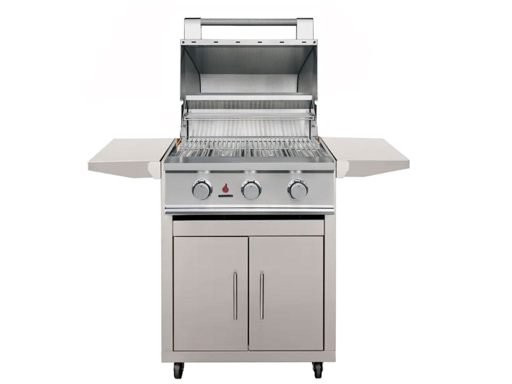 TrueFlame E-Series 25-Inch 3-Burner Gas Grill on Double Door Cart