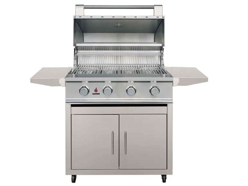 TrueFlame E-Series 32-Inch 4-Burner Gas Grill on Double Door Cart